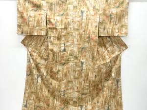 大正ロマン　乱れ格子織り出しお召着物